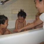 ...three men in a tub!