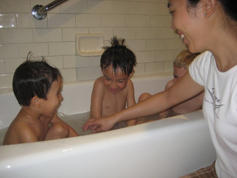 ...three men in a tub!