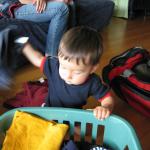 "Helping" with the laundry